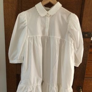 Avavav White Ruffled Shirt Dress